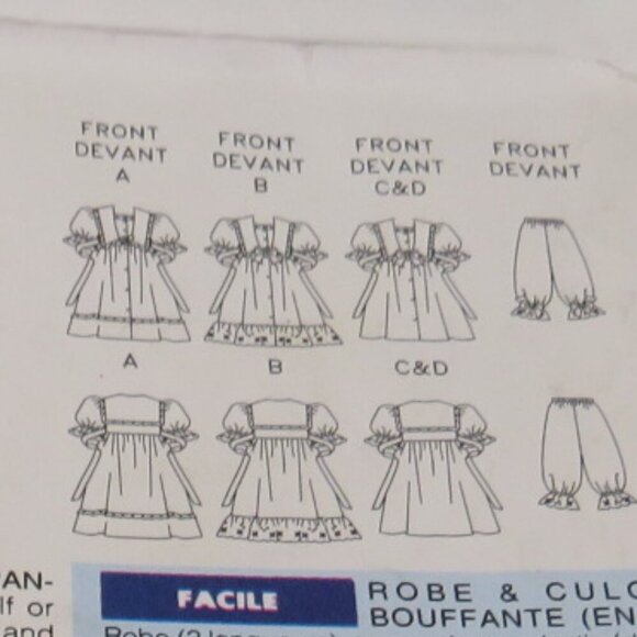 Butterick 3272 Clothing Pattern Child Dress, Bloomers - Pantaloons UNCUT - Picture 5 of 9